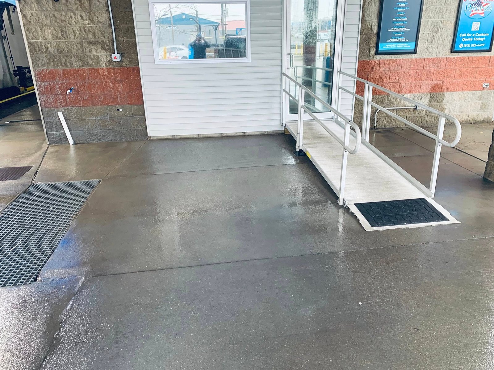 Freshly cleaned commercial concrete by Burnett’s Exterior Cleaning